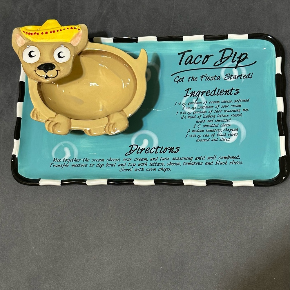 Taco Dip Ceramic Platter with Dog Design